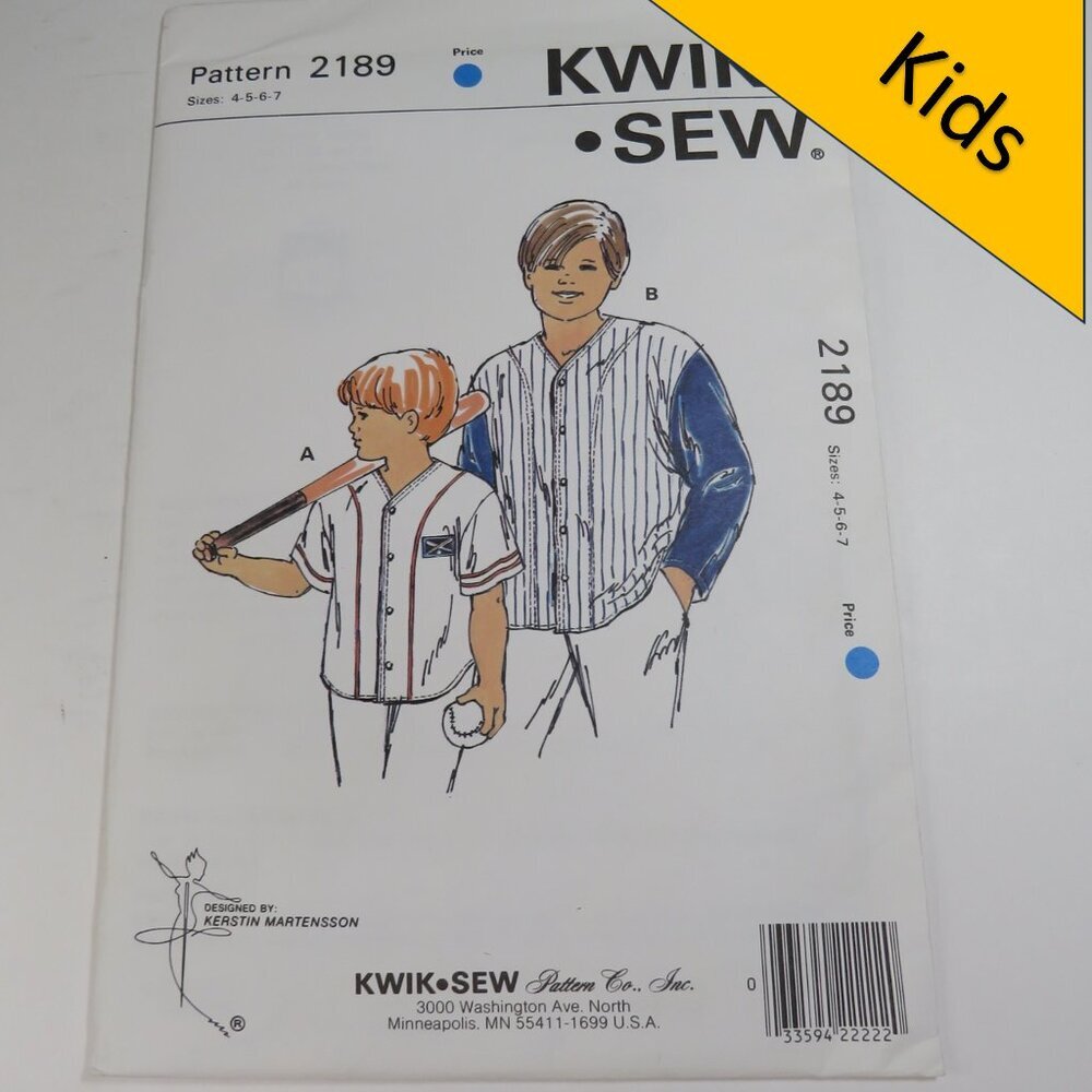 kwik sew 2189 kids/child shirt size 4-7